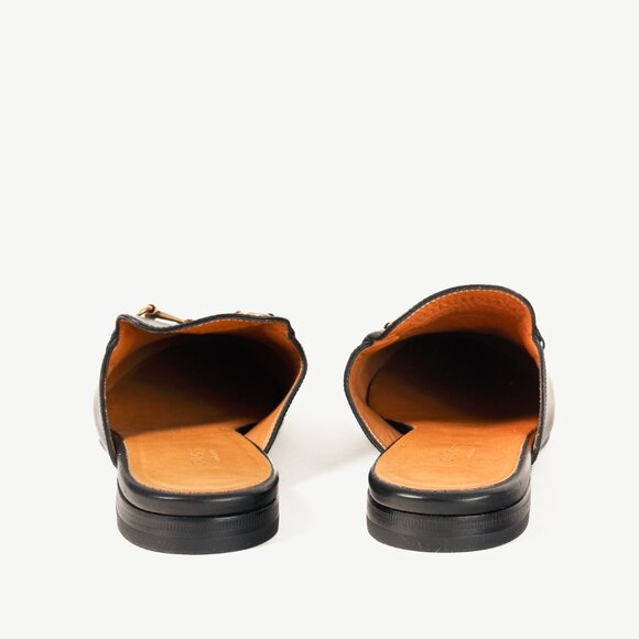 Gucci Princetown Gold Horsebit Black Leather Slipper Mule - Picture 3 of 10